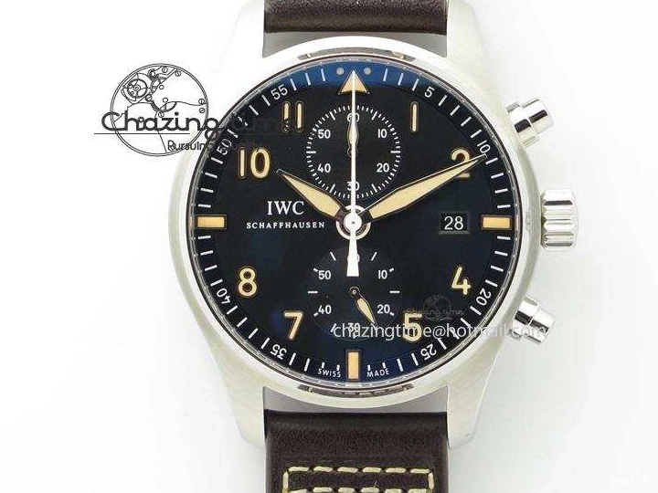 MIROTIME 0601 Pilot Chrono SS IW387808 CF3 ZF 1:1 Best Edition On Brown Leather Strap A Soft 7328